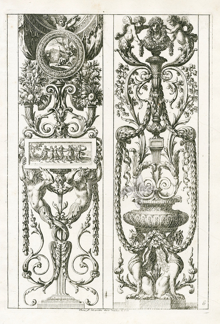 Le Pautre Architecture, Statues, Fountains, Cherub Panels