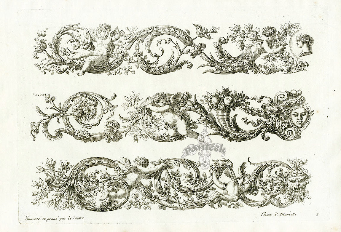 Le Pautre Architecture, Statues, Fountains, Cherubs Friezes