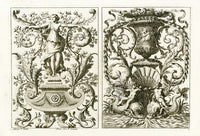 Le Pautre Architecture, Statues, Fountains, Dolphin Panel - Panteek Antique Prints