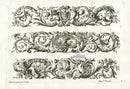 Le Pautre Architecture, Statues, Fountains, Griffin & Dog Friezes - Panteek Antique Prints