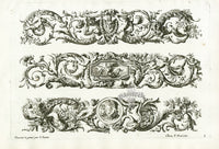 Le Pautre Architecture, Statues, Fountains, Griffin & Dog Friezes - Panteek Antique Prints