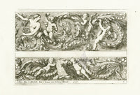 Le Pautre Architecture, Statues, Fountains, Lion Friezes - Panteek Antique Prints