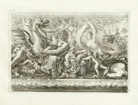 Le Pautre Architecture, Statues, Fountains, Man Fights Dragon Frieze - Panteek Antique Prints