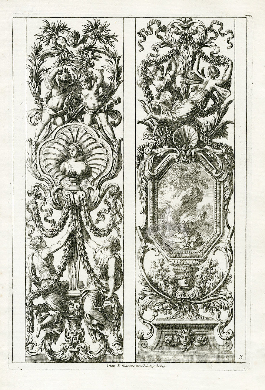 Le Pautre Architecture, Statues, Fountains, Nymphs Panels