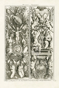 Le Pautre Architecture, Statues, Fountains, Ornate Panels - Panteek Antique Prints