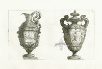 Le Pautre Architecture, Statues, Fountains, Serpent Vase - Panteek Antique Prints
