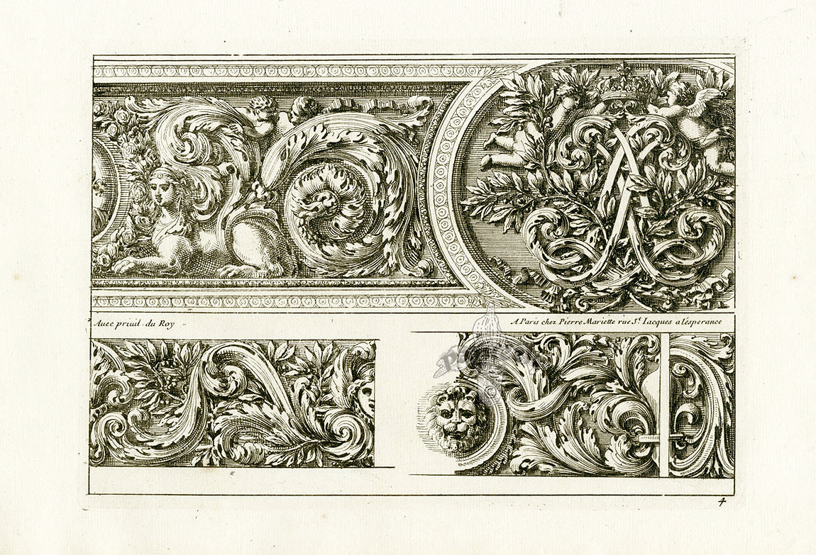 Le Pautre Architecture, Statues, Fountains, Sphinx Friezes