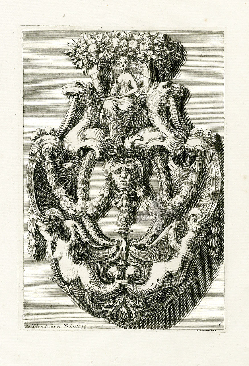 Le Pautre Architecture, Statues, Fountains, Winged Mermaids