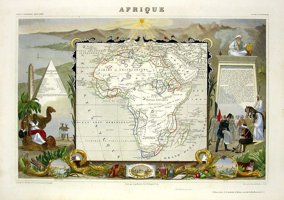 Levasseur Original Antique Map 1856 Africa