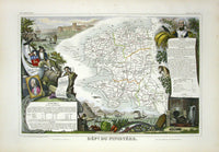 Levasseur Original Antique Map 1856 Finistere in Britany - Panteek Antique Prints
