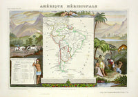 Levasseur Original Antique Map 1856 South America - Panteek Antique Prints