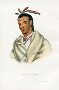 McKenney Hall North American Indian Antique Print A-Mis-Quam - Panteek Antique Prints