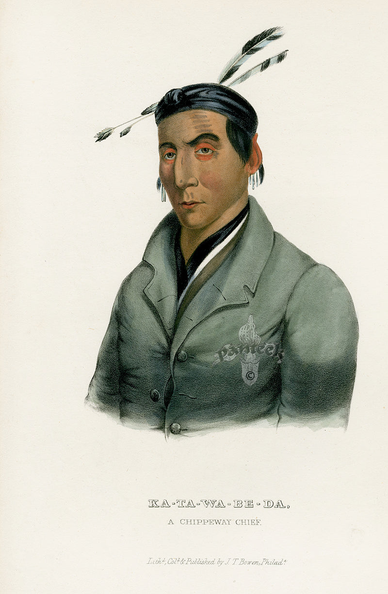 McKenney Hall North American Indian Antique Print Ka-Ta-Wa-Be-Da