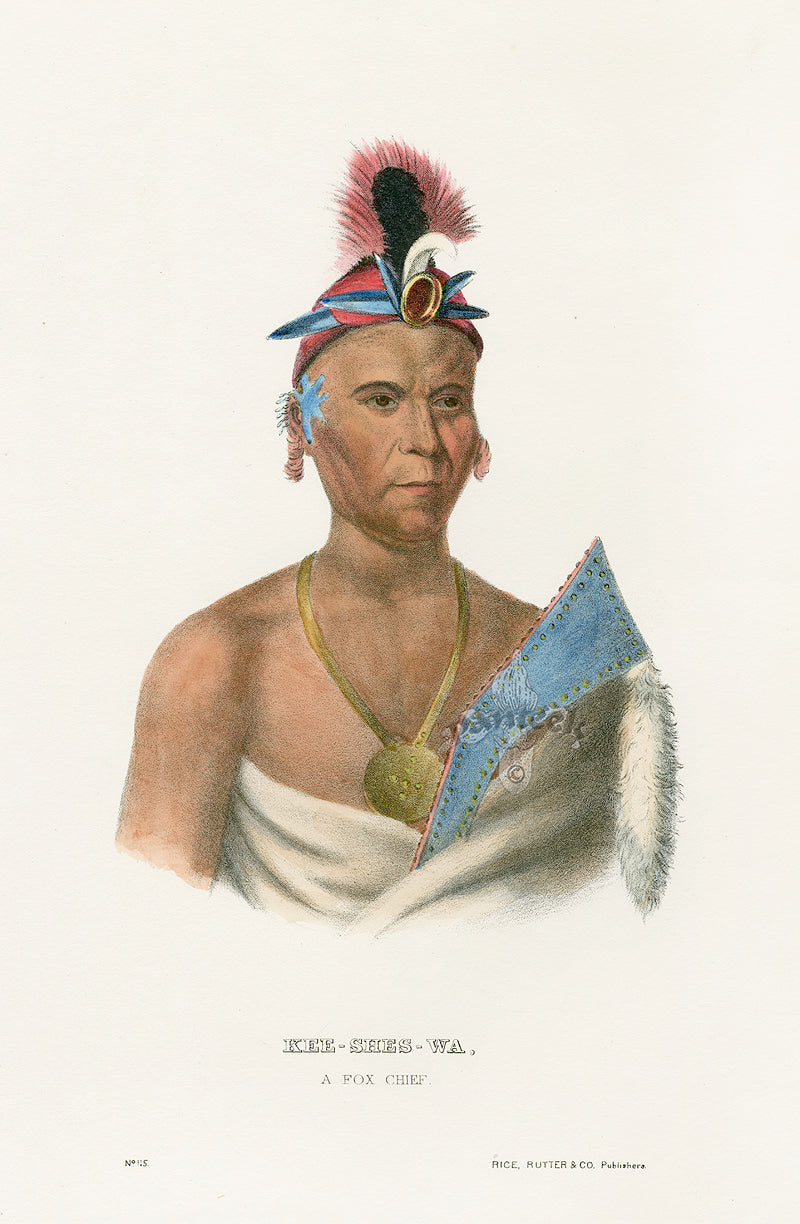 McKenney Hall North American Indian Antique Print Kee-Shes-Wa