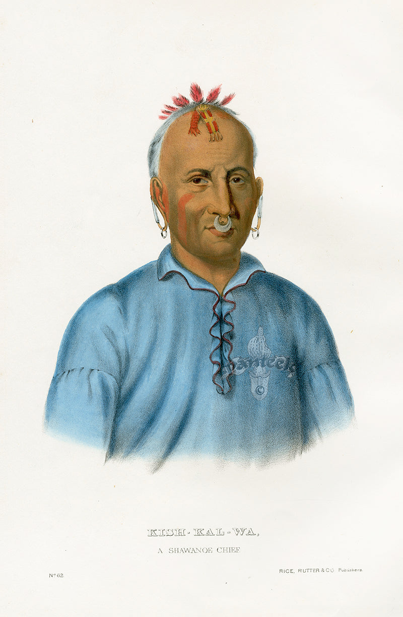 McKenney Hall North American Indian Antique Print Kish-Kal-Wa