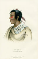 McKenney Hall North American Indian Antique Print Me-Te-A 1855 - Panteek Antique Prints