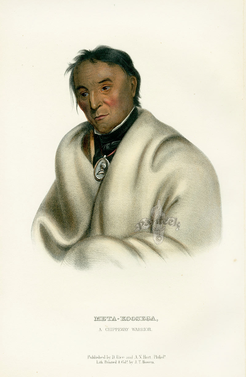 McKenney Hall North American Indian Antique Print Meta-Koosega