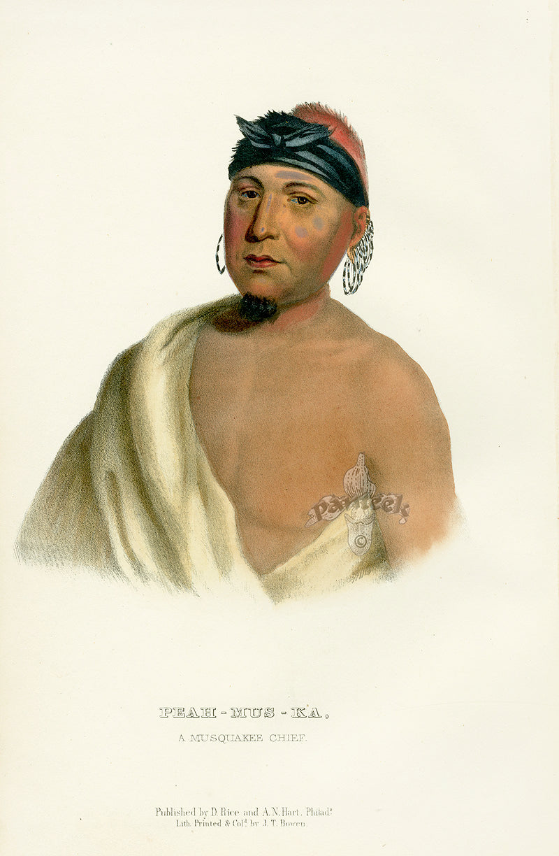McKenney Hall North American Indian Antique Print Peah-Mus-Ka