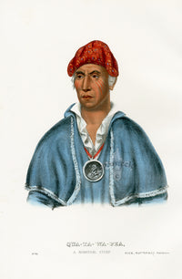 McKenney Hall North American Indian Antique Print Qua-Ta-Wa-Pea - Panteek Antique Prints