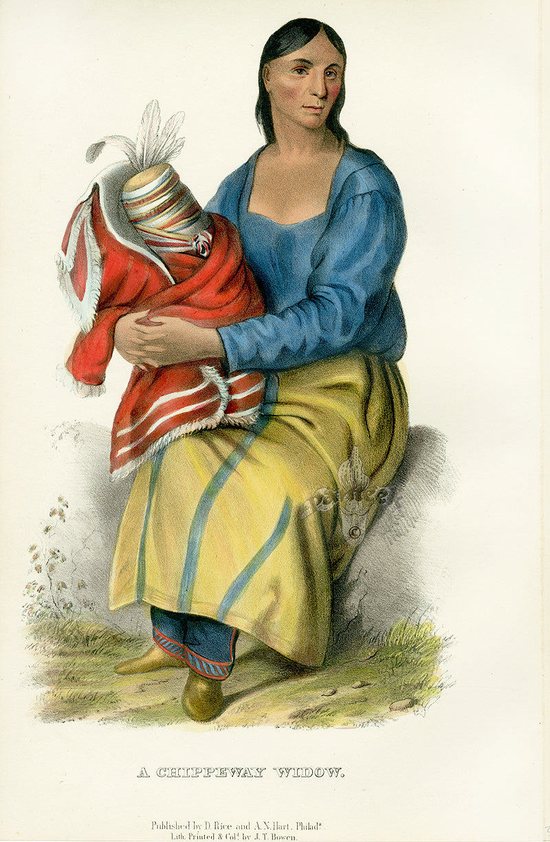 McKenney Hall North American Indian Antique Print Widow 1855