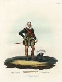 Meyrick Critical Inquiry into Antient Armour Federigo Oricono, 1558 - Panteek Antique Prints