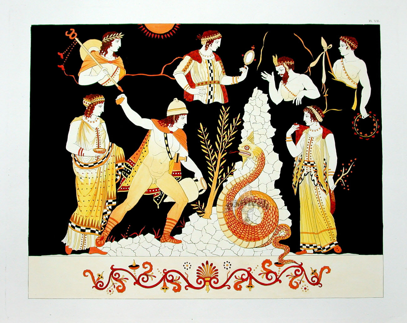 Millin Antique Folio Print 1808 Etruscan Vase Design Cadmus, Dragon