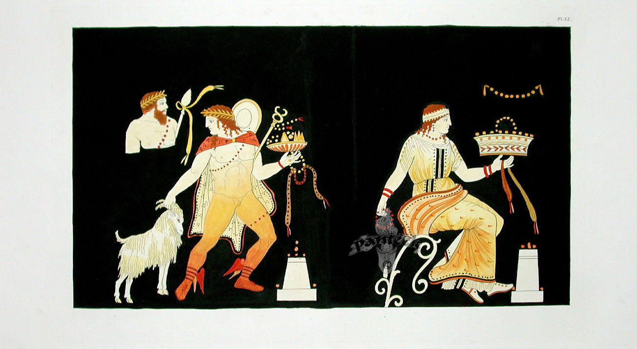Millin Antique Folio Print 1808 Etruscan Vase Design Goat