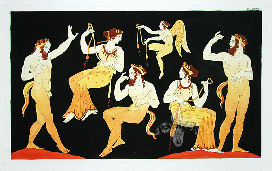 Millin Antique Folio Print 1808 Etruscan Vase Design Satyrs