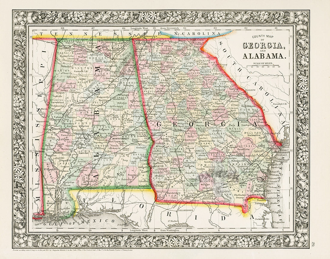 Mitchell Original Maps World Alabama, Georgia