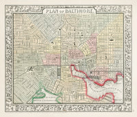 Mitchell Original Maps World Baltimore - Panteek Antique Prints