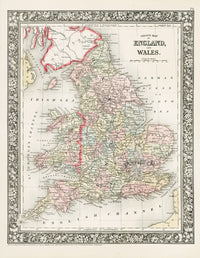 Mitchell Original Maps World England & Wales - Panteek Antique Prints