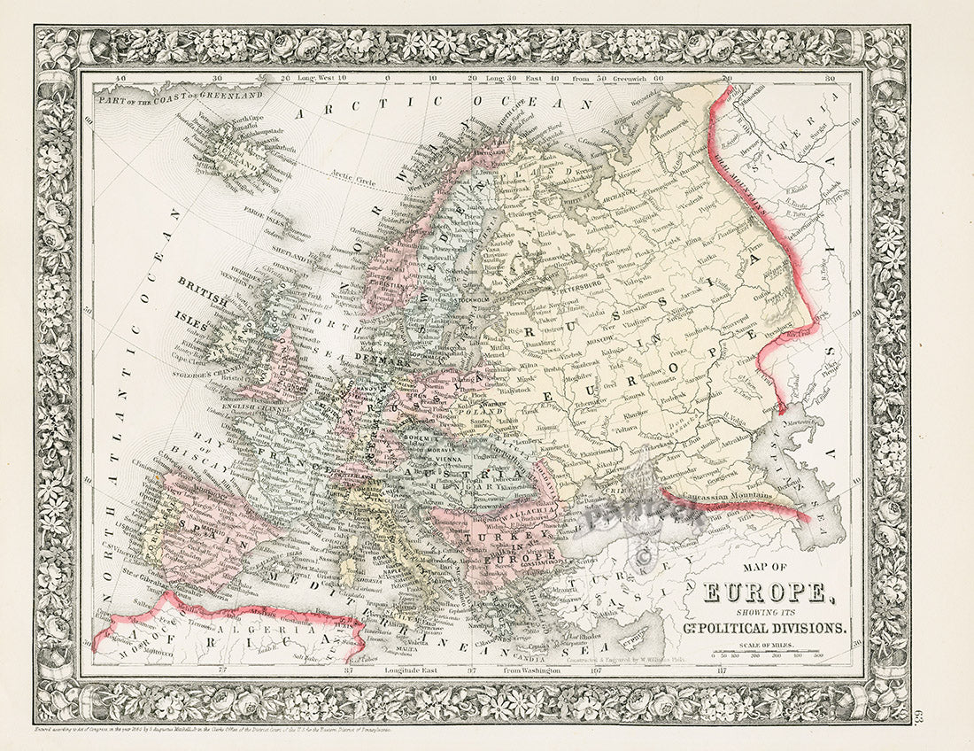 Orginal Maps Mitchell Original Maps World Europe | Panteek Antique Prints