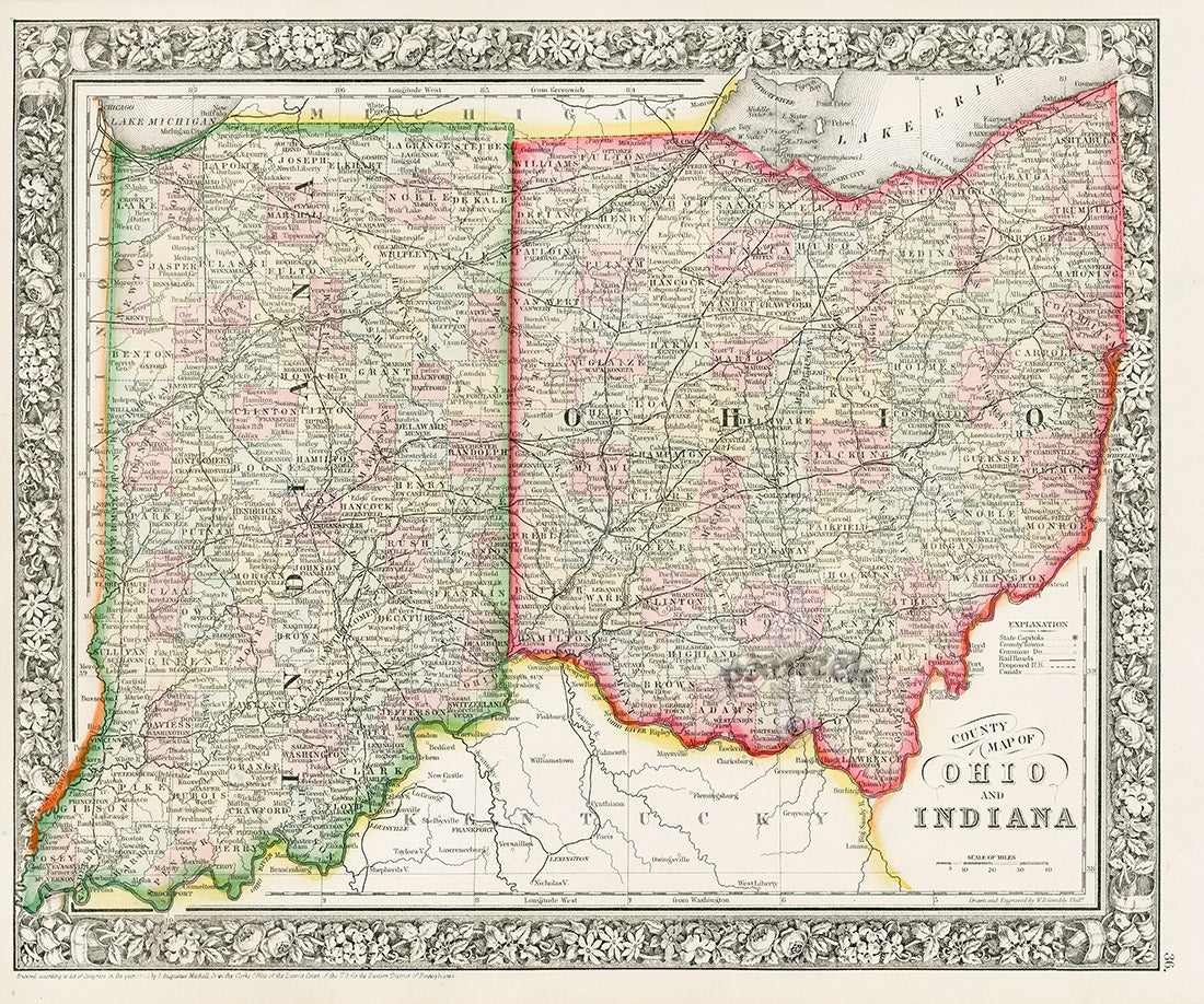 Mitchell Original Maps World Indiana & Ohio