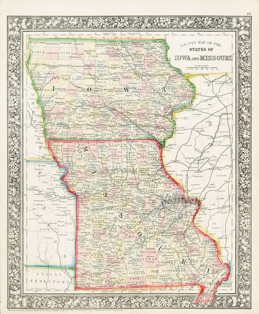 Mitchell Original Maps World Iowa & Missouri