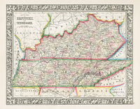 Mitchell Original Maps World Kentucky, Tennessee - Panteek Antique Prints