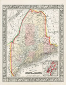 Mitchell Original Maps World Maine, Portland - Panteek Antique Prints