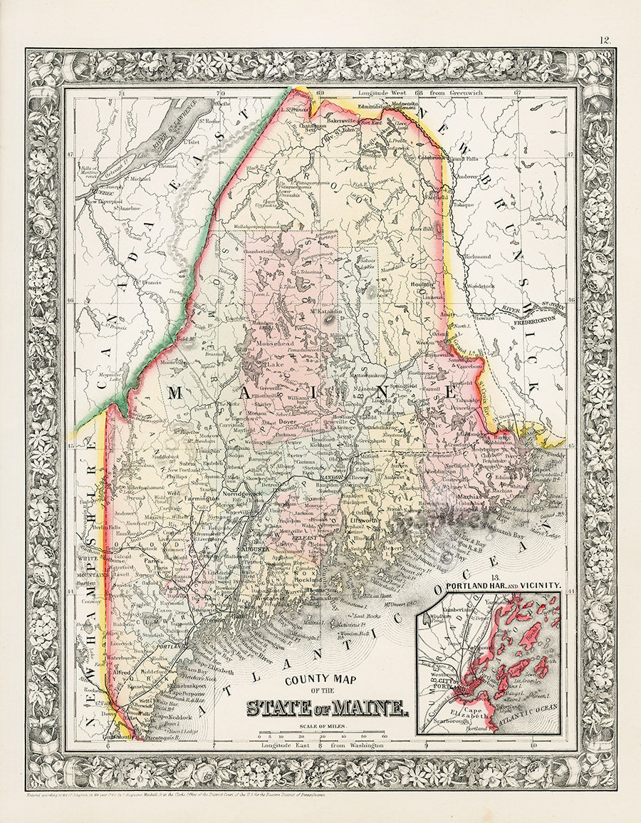 Mitchell Original Maps World Maine, Portland