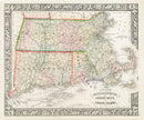 Mitchell Original Maps World Massachusetts, Connecticut, Rhode Island - Panteek Antique Prints