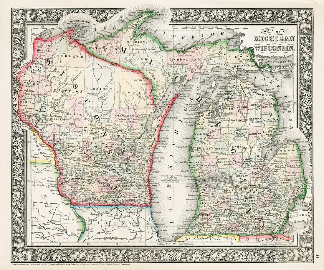 Mitchell Original Maps World Michigan & Wisconsin