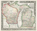 Mitchell Original Maps World Michigan & Wisconsin - Panteek Antique Prints