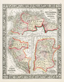 Mitchell Original Maps World New Grenada, Venezuela - Panteek Antique Prints