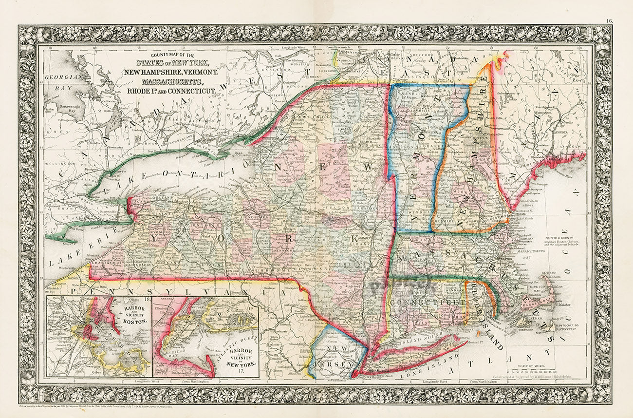 Mitchell Original Maps World New York & 5 New England States