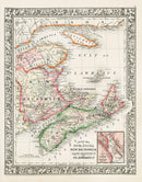 Mitchell Original Maps World Nova Scotia, New Brunswick - Panteek Antique Prints