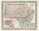 Mitchell Original Maps World Penn., New Jersey, Maryland, Delaware - Panteek Antique Prints