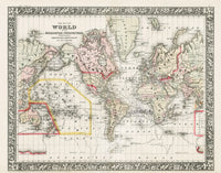 Mitchell Original Maps World The World - Panteek Antique Prints