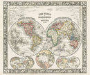 Mitchell Original Maps World The World in Hemispheres - Panteek Antique Prints