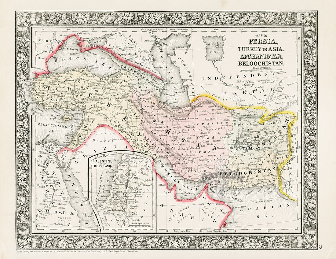 Mitchell Original Maps World Turkey, Afghanistan