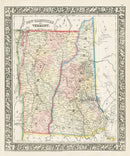 Mitchell Original Maps World Vermont, New Hampshire - Panteek Antique Prints