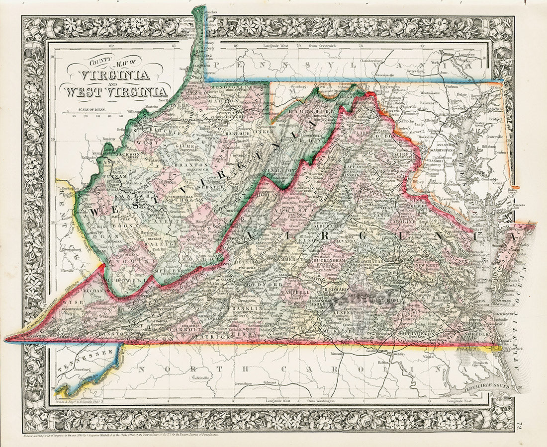 Mitchell Original Maps World Virginia & West Virginia