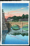 Morning at Nijubashi bridge, Imperial Palace, Tokyo, by Kawase Hasui - Panteek Antique Prints